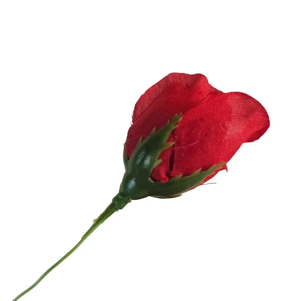 Red Artificial Silk Rose Picks Wired Stems Wedding Craft 1